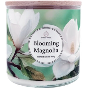 Candle World candela profumata di soia 3 stoppini Blooming Magnolia 460 g